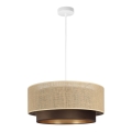 Lampadario a sospensione su cavo SARTA 1xE27/60W/230V Ø 45 cm marrone/iuta