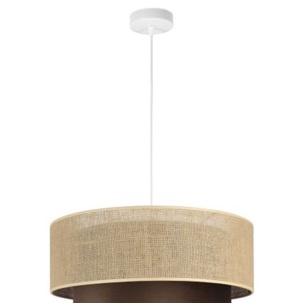 Lampadario a sospensione su cavo SARTA 1xE27/60W/230V Ø 45 cm marrone/iuta