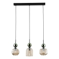 Lampadario a sospensione su cavo SOPHIA 3xE14/10W/230V nero/verde/beige fumé