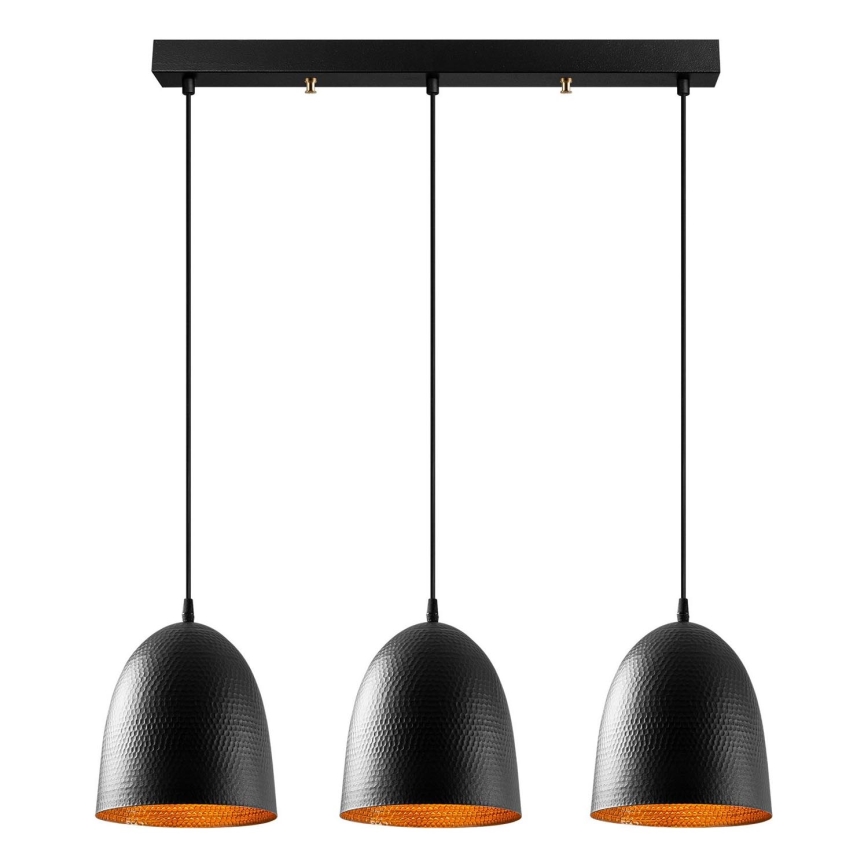 Lampadario a sospensione su cavo TATTOO 3xE27/40W/230V nero