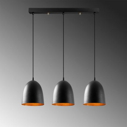 Lampadario a sospensione su cavo TATTOO 3xE27/40W/230V nero