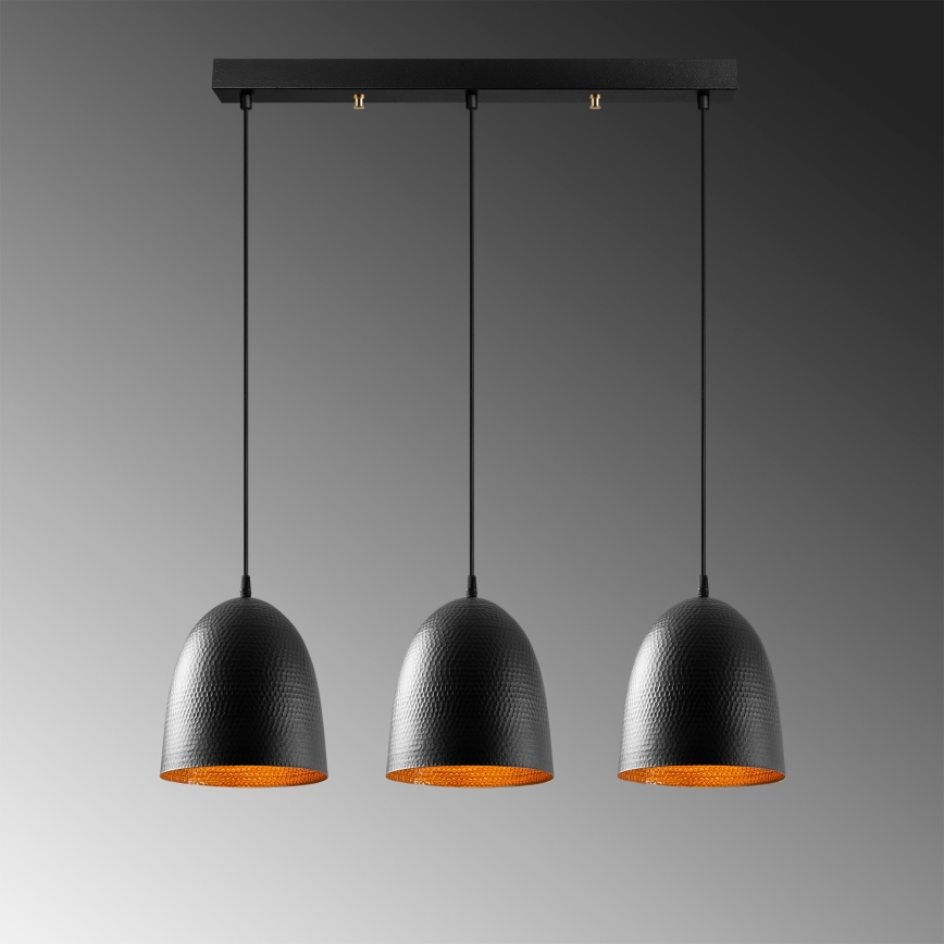 Lampadario a sospensione su cavo TATTOO 3xE27/40W/230V nero