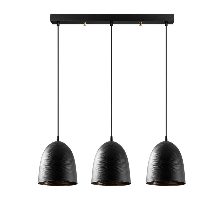 Lampadario a sospensione su cavo TATTOO 3xE27/40W/230V nero