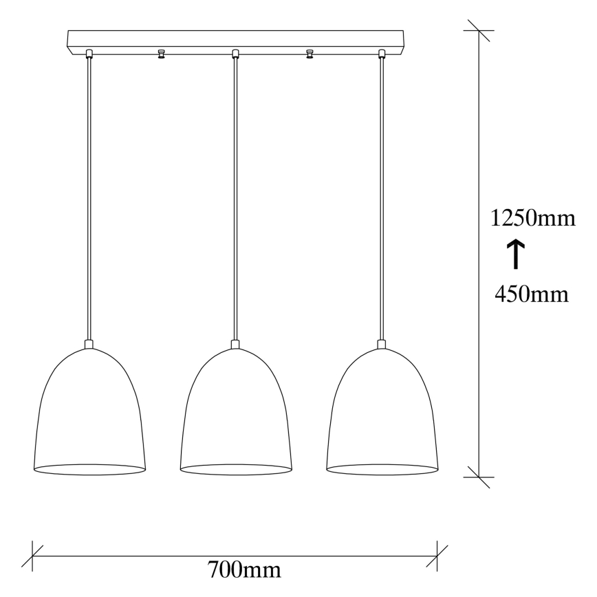 Lampadario a sospensione su cavo TATTOO 3xE27/40W/230V nero