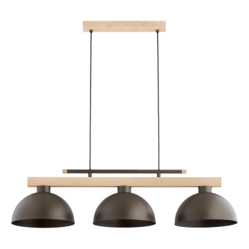 Lampadario a sospensione su cavo VERTA 3xE27/15W/230V marrone/beige