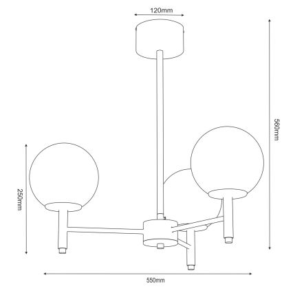 Lampadario a stelo AWINION 3xE27/15W/230V