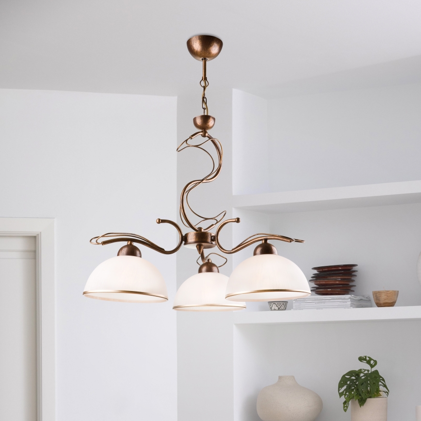 Lampadario a stelo COBRA 3xE27/60W/230V bronzo/patina