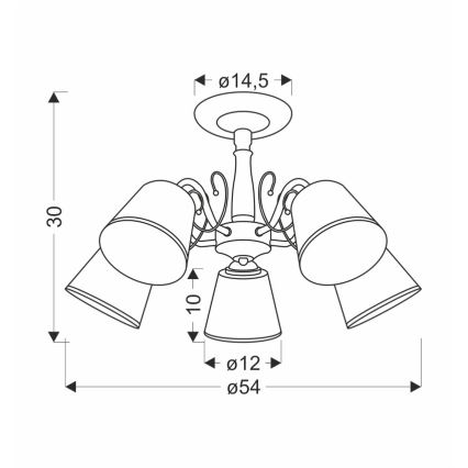Lampadario a stelo LOSANNA 5xE14/40W/230V in ottone