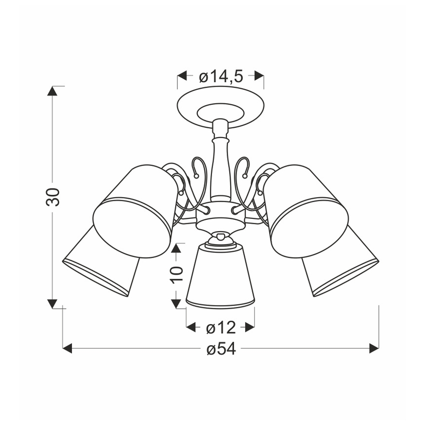 Lampadario a stelo LOSANNA 5xE14/40W/230V in ottone