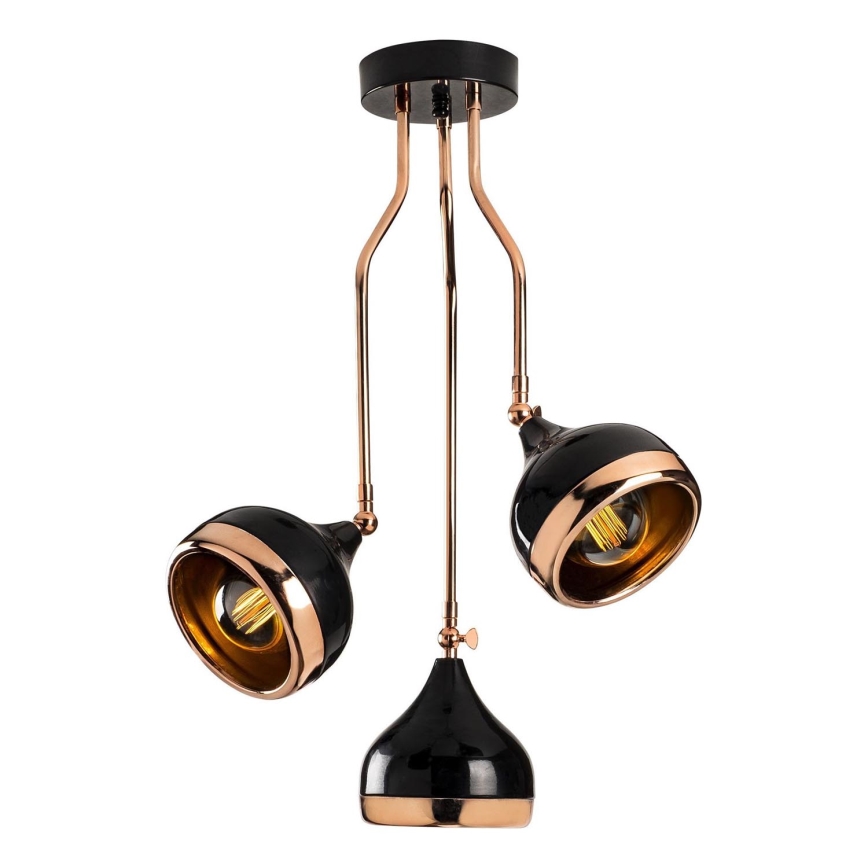 Lampadario a stelo YILDO 3xE27/40W/230V nero/rame