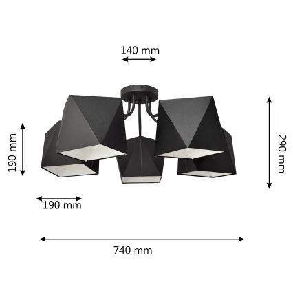 Lampadario ADAMANT 5xE27/15W/230V nero