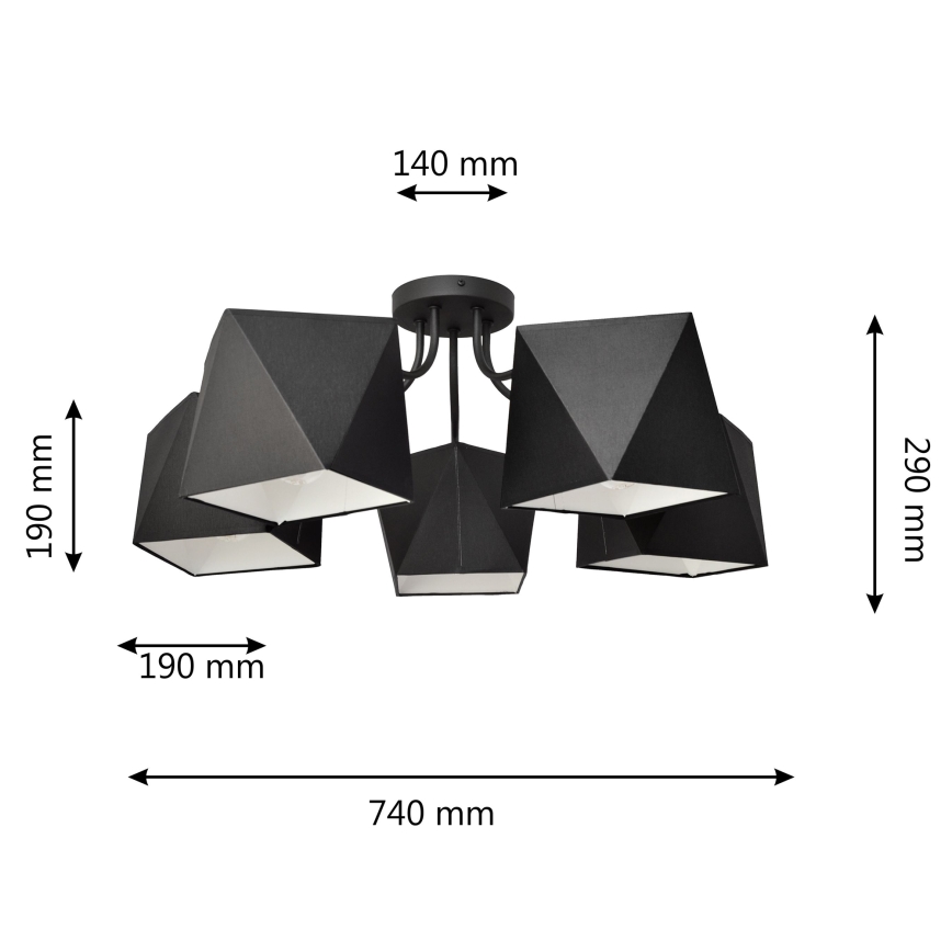 Lampadario ADAMANT 5xE27/15W/230V nero
