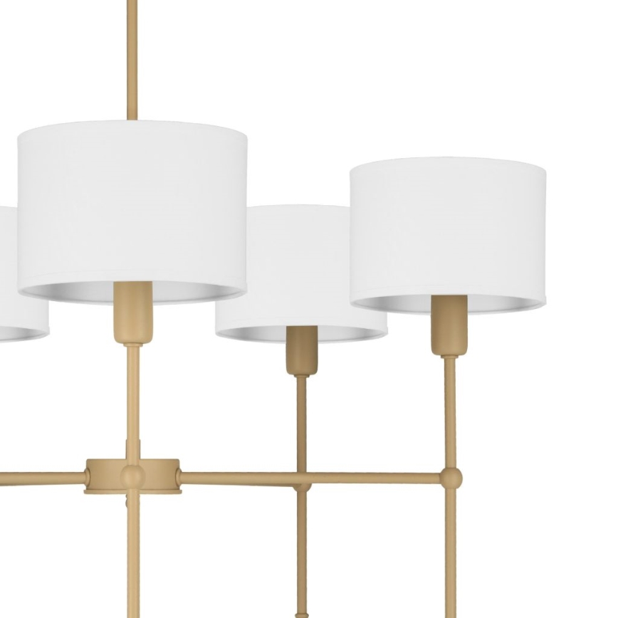Lampadario con asta MADELA 5xE14/40W/230V bianco/beige