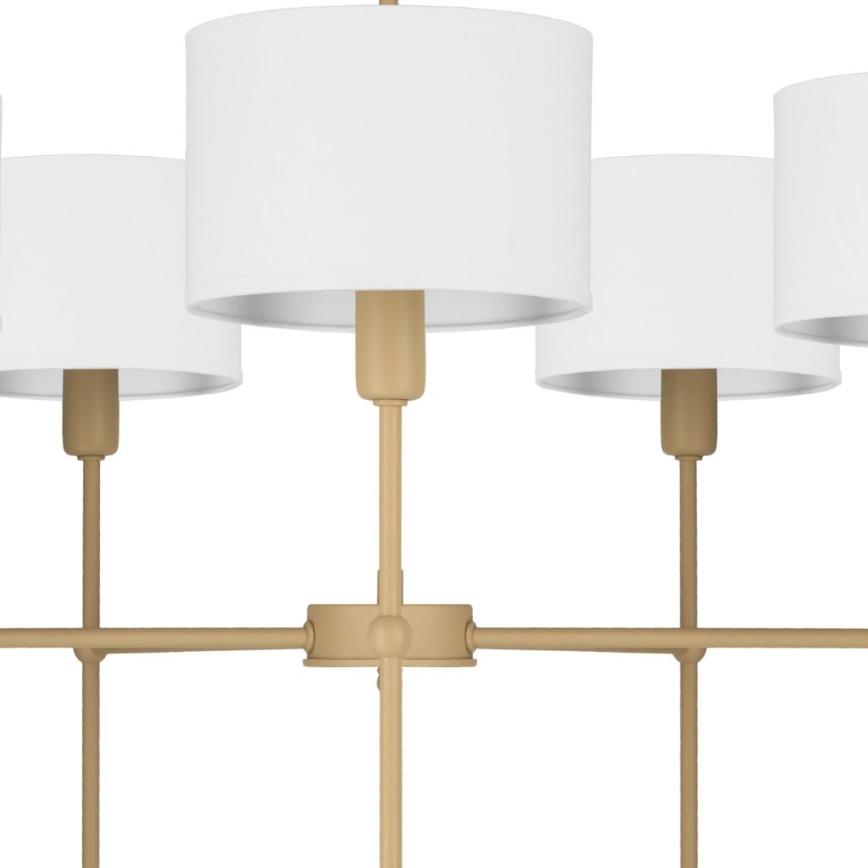 Lampadario con asta MADELA 5xE14/40W/230V bianco/beige