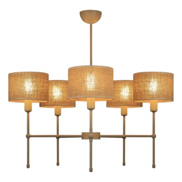 Lampadario con asta MADELA 5xE14/40W/230V iuta/beige