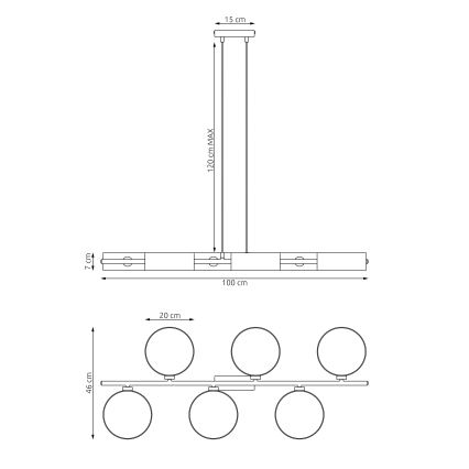 Lampadario con cavo DRUMZ 6xE14/10W/230V, nero