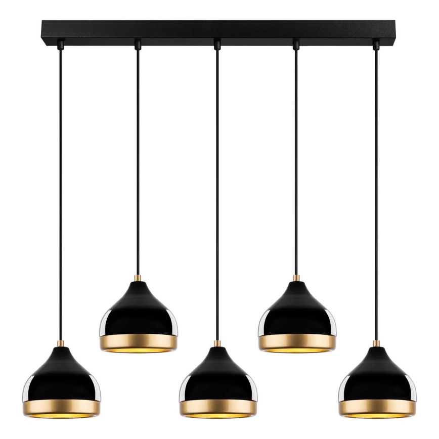 Lampadario con cavo YILDO 5xE27/40W/230V nero/oro