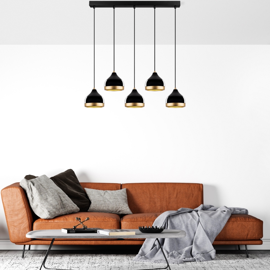 Lampadario con cavo YILDO 5xE27/40W/230V nero/oro