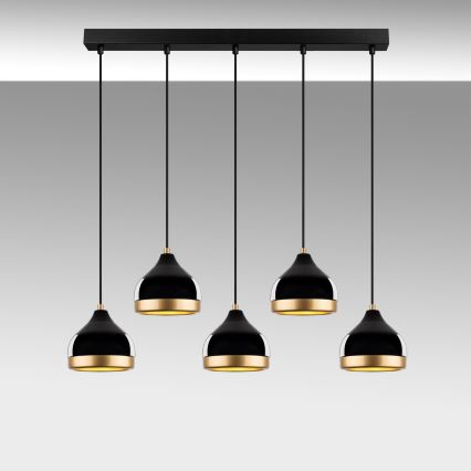 Lampadario con cavo YILDO 5xE27/40W/230V nero/oro