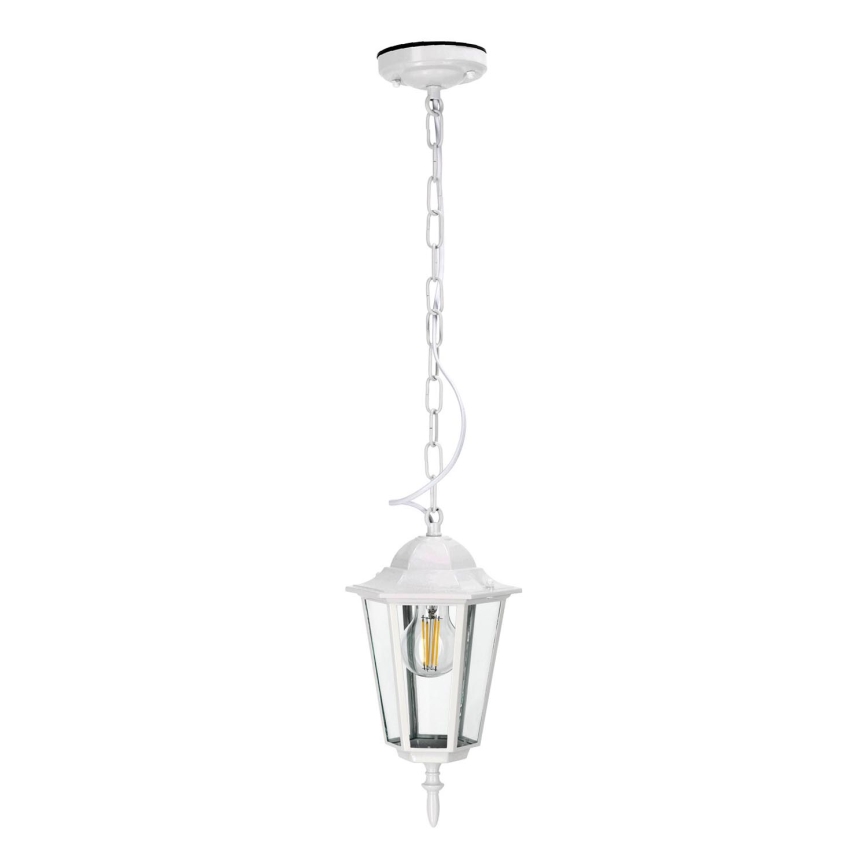 Lampadario da esterno a sospensione con catena 1xE27/60W/230V IP44 bianco