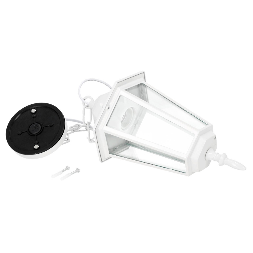 Lampadario da esterno a sospensione con catena 1xE27/60W/230V IP44 bianco