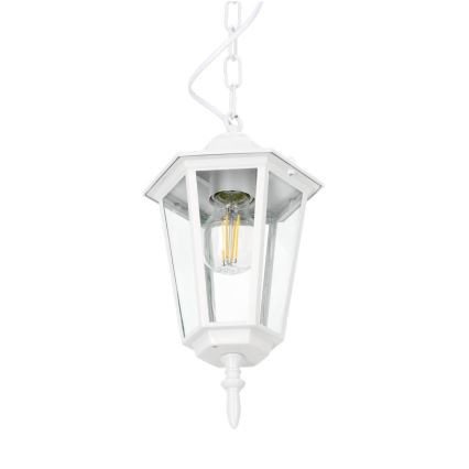 Lampadario da esterno a sospensione con catena 1xE27/60W/230V IP44 bianco