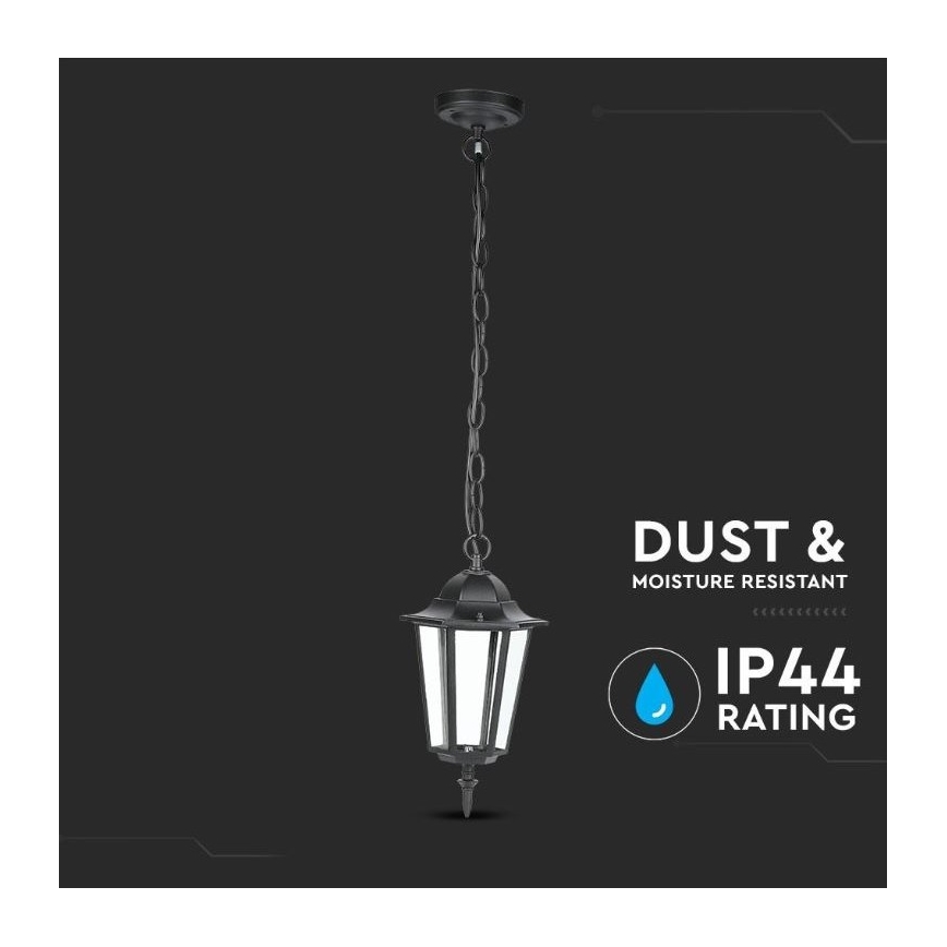 Lampadario da esterno su catena 1xE27/40W/230V IP44 nero