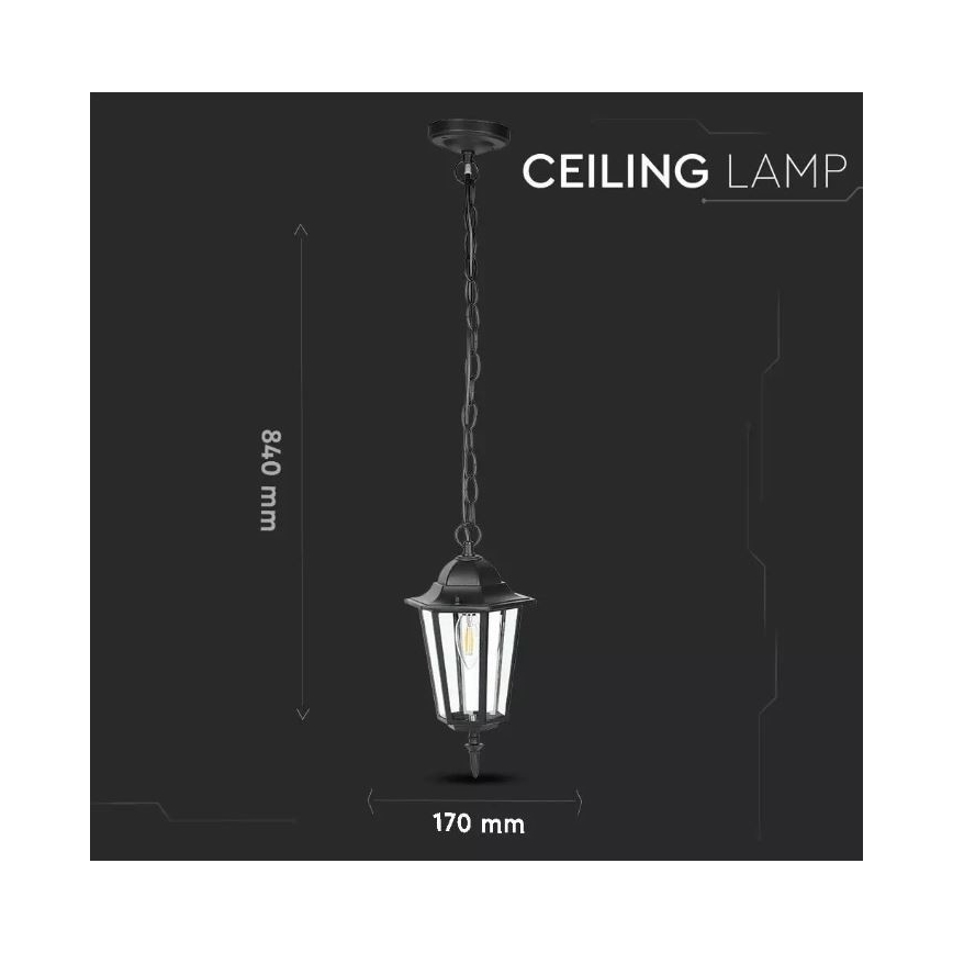 Lampadario da esterno su catena 1xE27/40W/230V IP44 nero