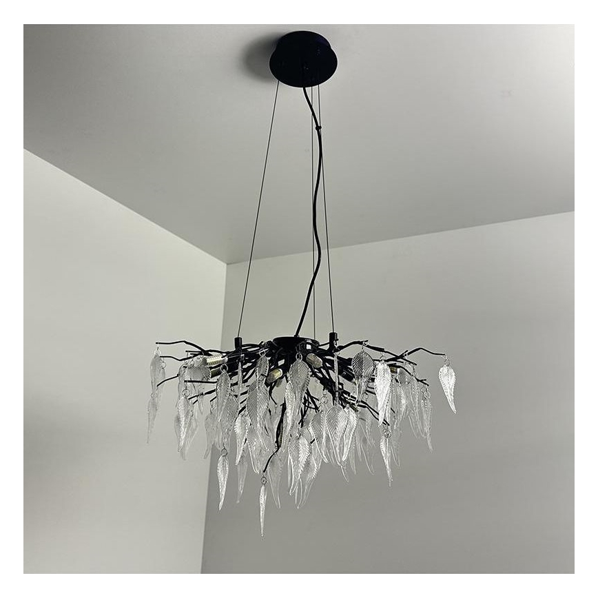 Lampadario di cristallo a sospensione 10xG9/40W/230V nero