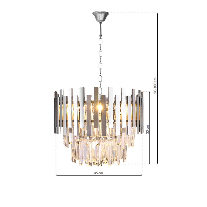 Lampadario di cristallo a sospensione con catena ASPEN 6xE14/40W/230V