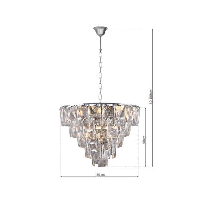 Lampadario di cristallo a sospensione con catena CHELSEA 6xE14/40W/230V