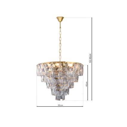 Lampadario di cristallo a sospensione con catena CHELSEA 6xE14/40W/230V