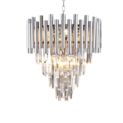 Lampadario di cristallo a sospensione con catena MADISON 9xE14/40W/230V cromo lucido