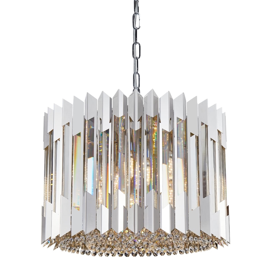 Lampadario di cristallo a sospensione con catena RITZ 7xE14/40W/230V cromo lucido