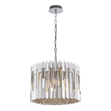 Lampadario di cristallo a sospensione con catena RITZ 7xE14/40W/230V cromo lucido