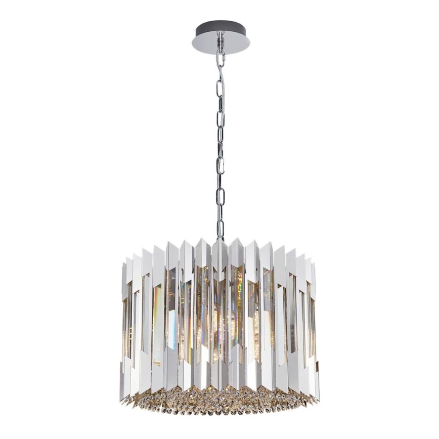 Lampadario di cristallo a sospensione con catena RITZ 7xE14/40W/230V cromo lucido