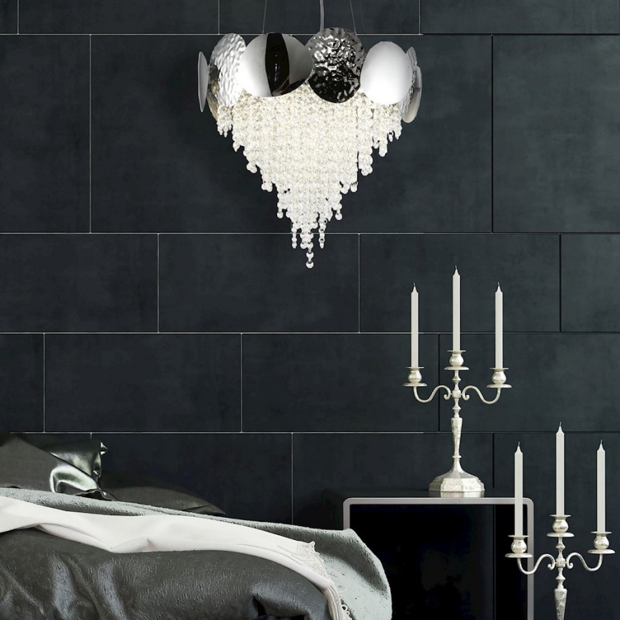 Lampadario di cristallo a sospensione LORD 8xGU10/50W/230V lucido cromo