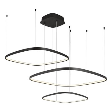 Lampadario dimmerabile a sospensione con cavo LORENZO LED/70W/230V 3000/4000/6000K nero + telecomando
