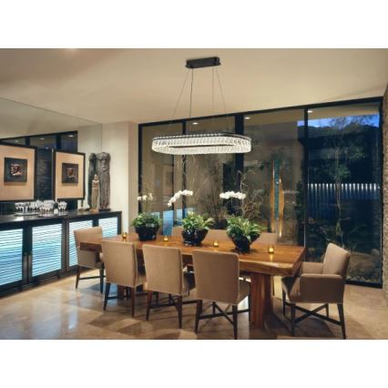 Lampadario LED dimmerabile in cristallo sospeso su cavo THALIA LED/50W/230V 3000-6000K + telecomando