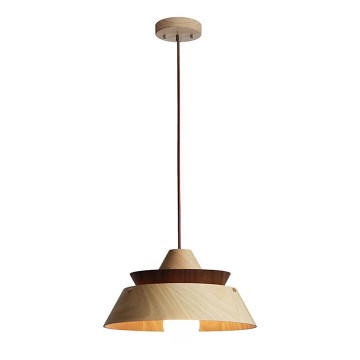 Lampadario in legno con cavo, 1xE27/60W/230V, Ø 33 cm, legno massello/rovere/noce/legno di caucciù
