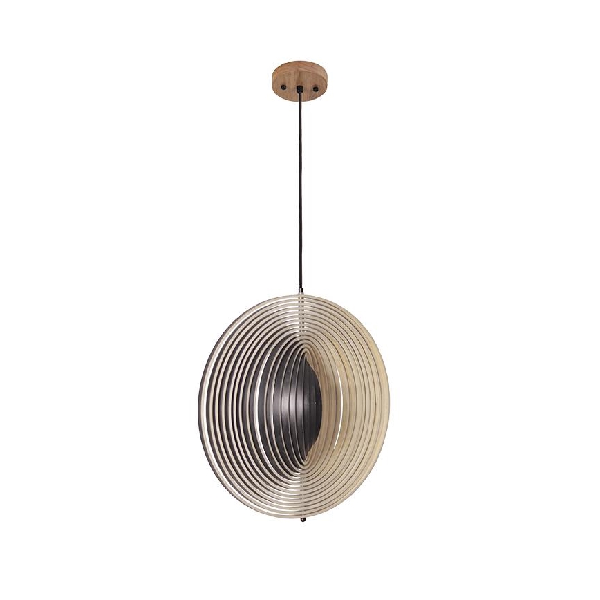 Lampadario in legno sospeso con cavo 1xE27/60W/230V Ø 43,5 cm massello/impiallacciatura/legno di caucciù (Hevea)