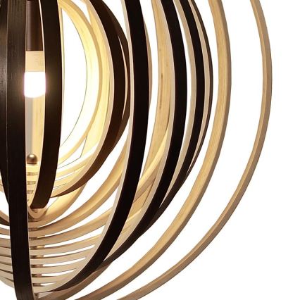 Lampadario in legno sospeso con cavo 1xE27/60W/230V Ø 43,5 cm massello/impiallacciatura/legno di caucciù (Hevea)