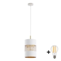 Lampadario LED a cavo BOGART 1xE27/15W/230V bianco/oro
