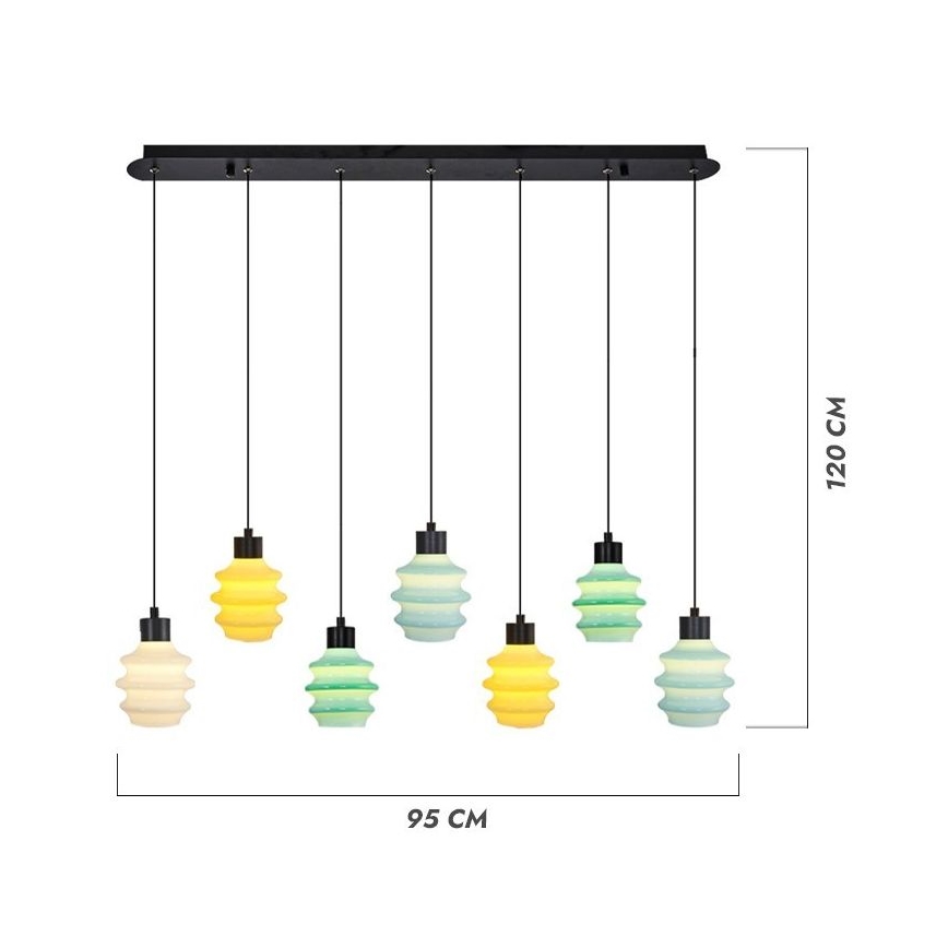 Lampadario LED a cavo CACTUS 7xLED/2,8W/230V 3000K verde/giallo/bianco