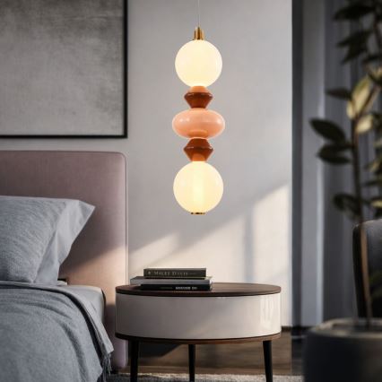 Lampadario LED a cavo FLORES LED/15W/230V oro/arancione/marrone