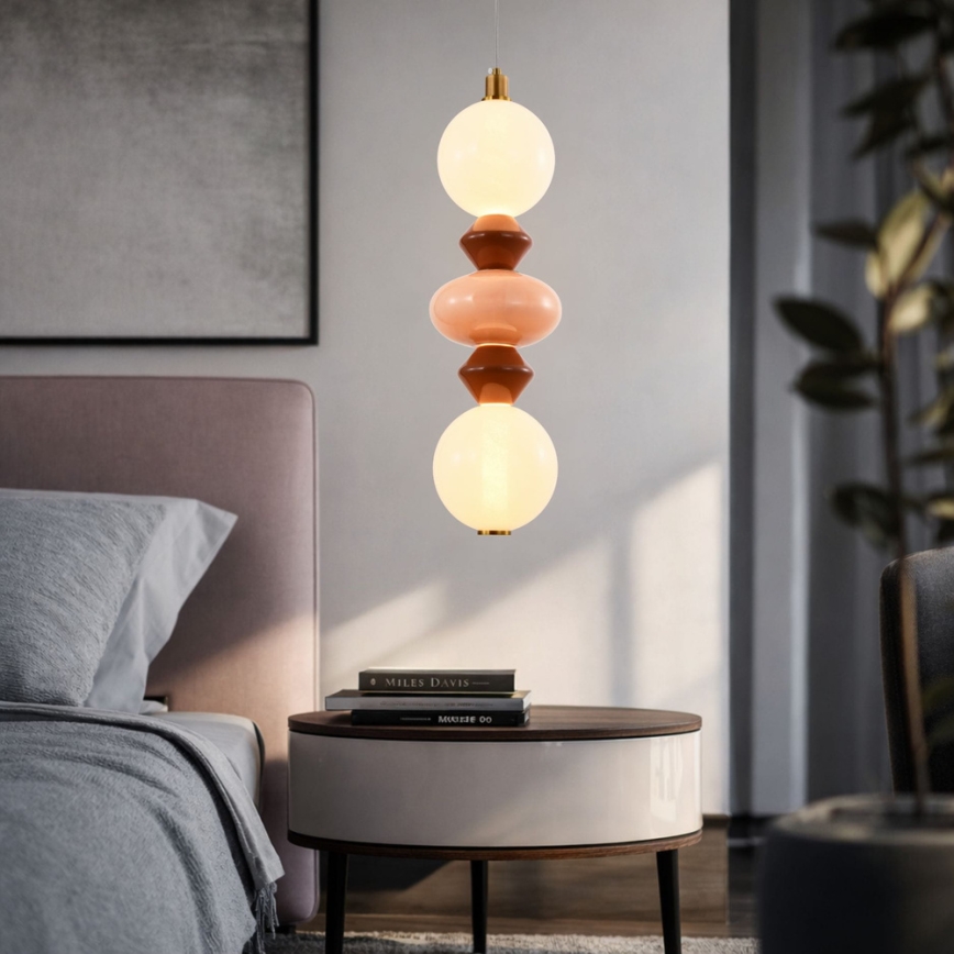 Lampadario LED a cavo FLORES LED/15W/230V oro/arancione/marrone