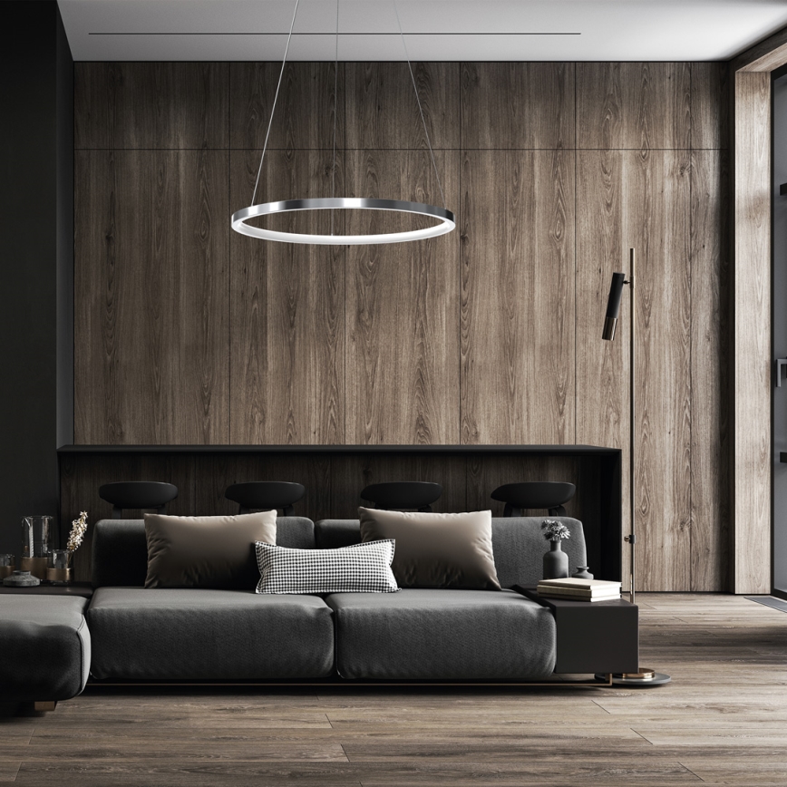 Lampadario LED a cavo ROTONDA LED/27W/230V cromo lucido