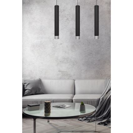 Lampadario LED a cavo TUBA 3xGU10/4,8W/230V nero/cromo lucido