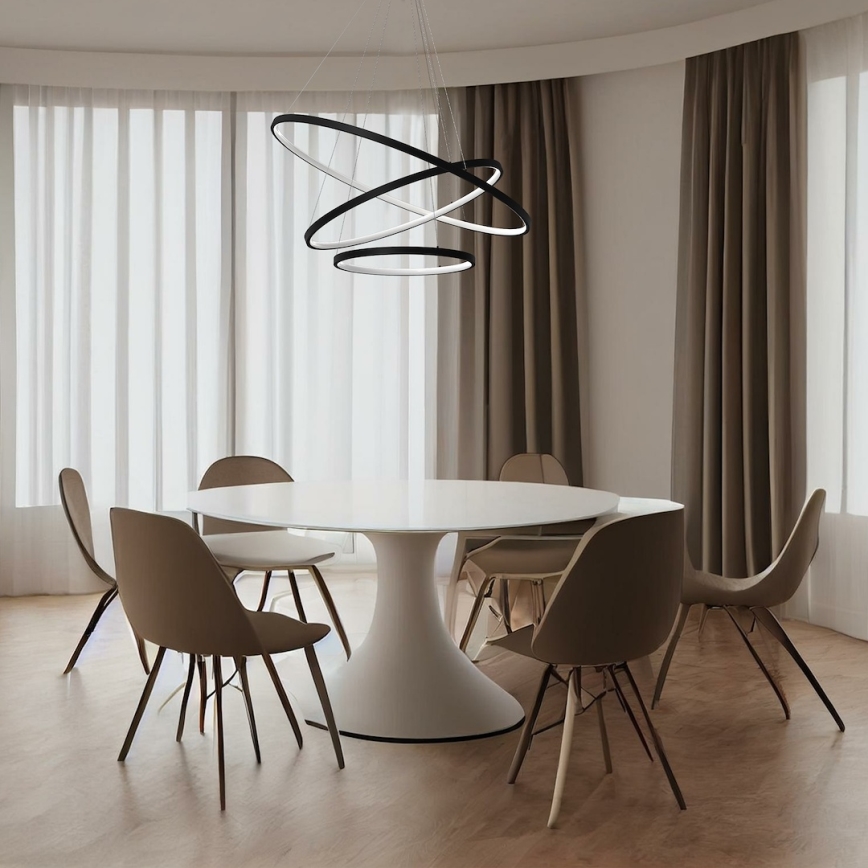 Lampadario LED a sospensione con filo HOOP LED/93W/230V diametro 80 cm 4000K nero