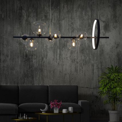 Lampadario LED a sospensione con filo HYBRID LED/15W/230V + 7xG9/6W 4000K nero